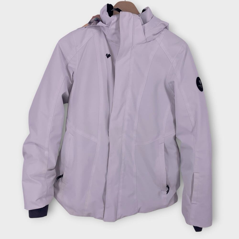 Obermeyer HAANA Ski Snowboard Jacket Teen Girl L 14-16 White Pink Floral